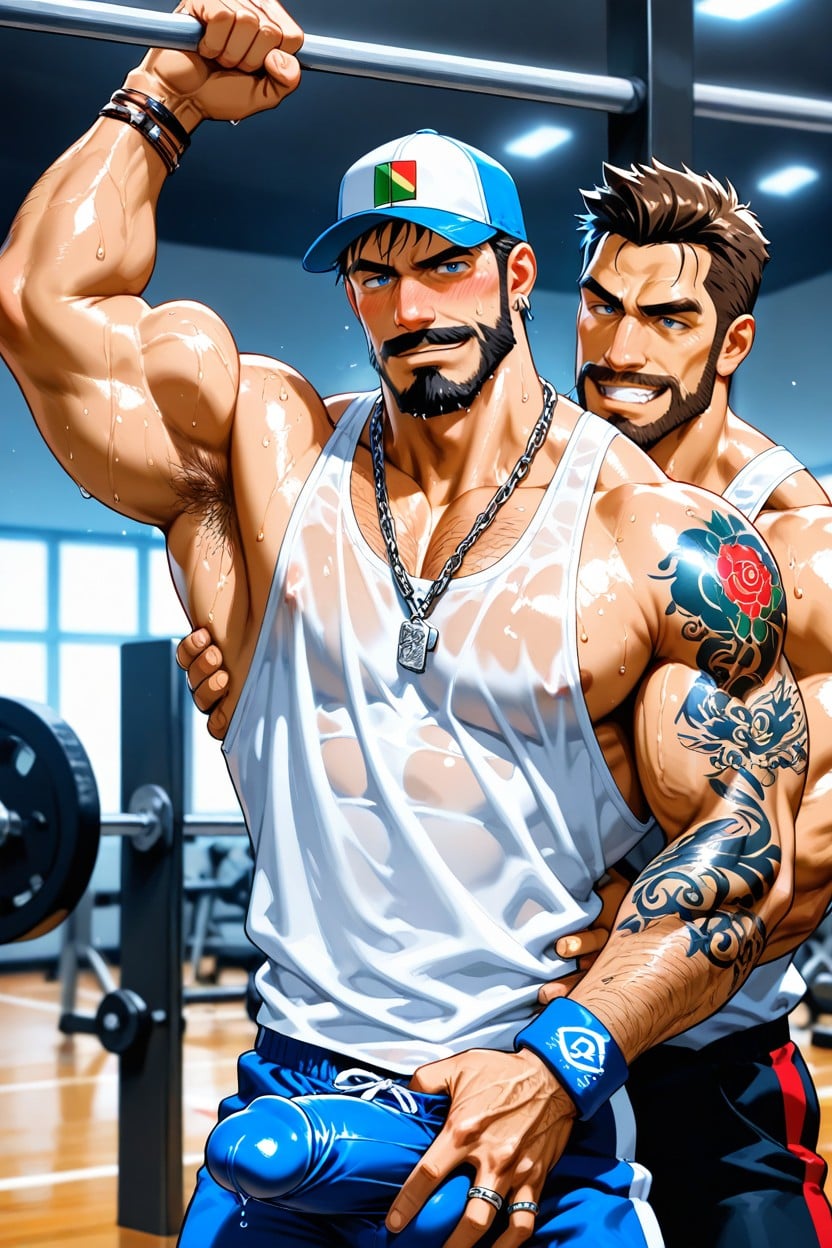 Mustache, Bracelets, Exposed Armpit Porno IA Gay