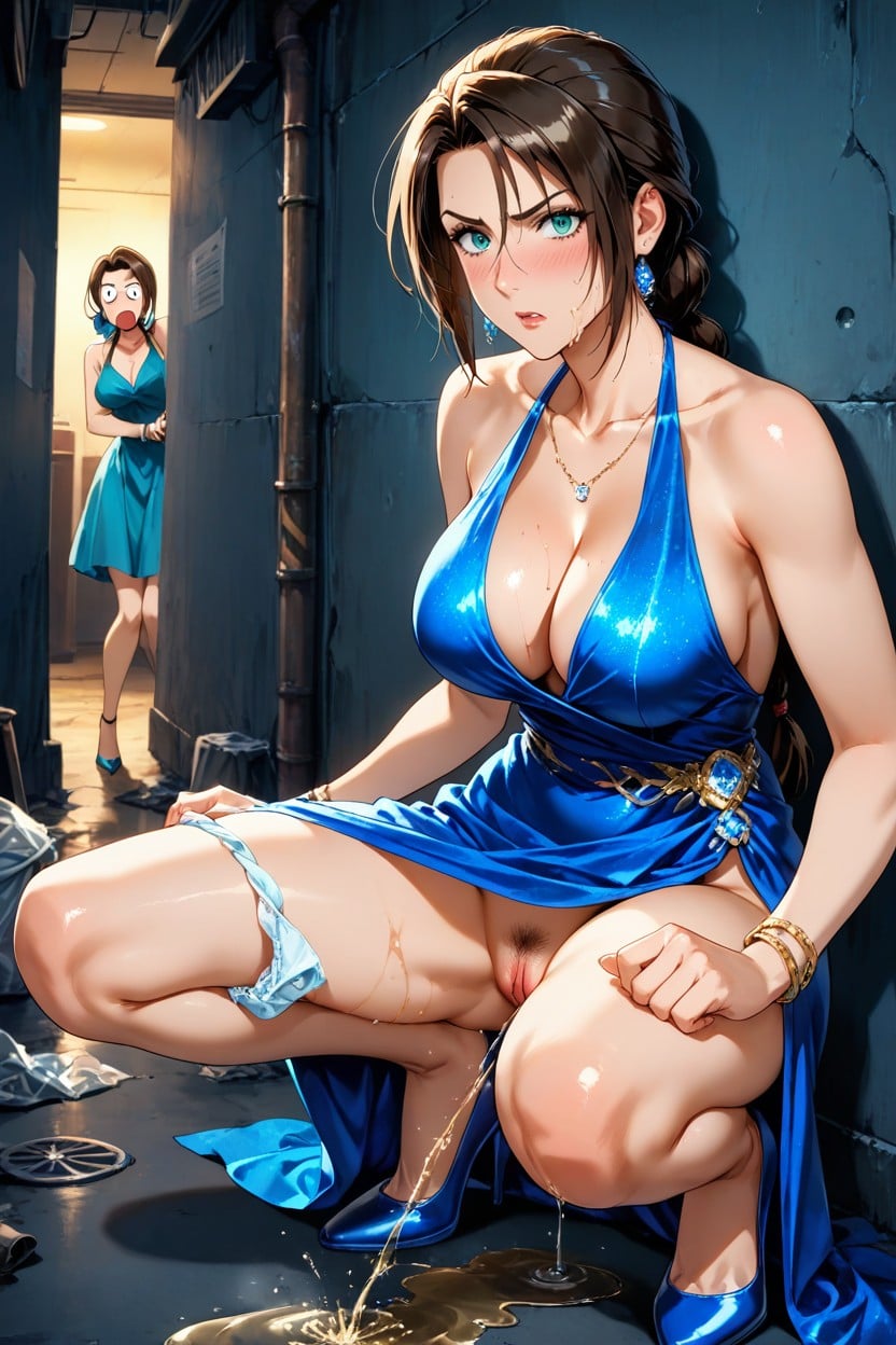 In Alley, Accurate Pussy, Urine Flows Down The Thighs Hentai AI Porn