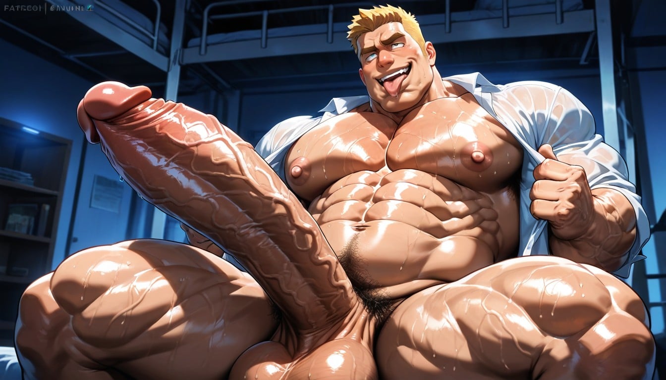Smooth Body, Prominent Nipples, Wide Chin AI Gay Porn