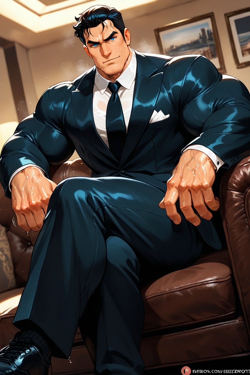 Tie, Thick Pecs, Legs Crossed AI Gay Porn