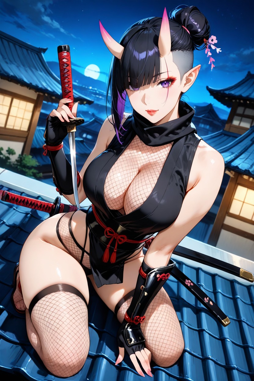 Japanese Hair Bun, Sexy Lips, Figure Hentai AI Porn