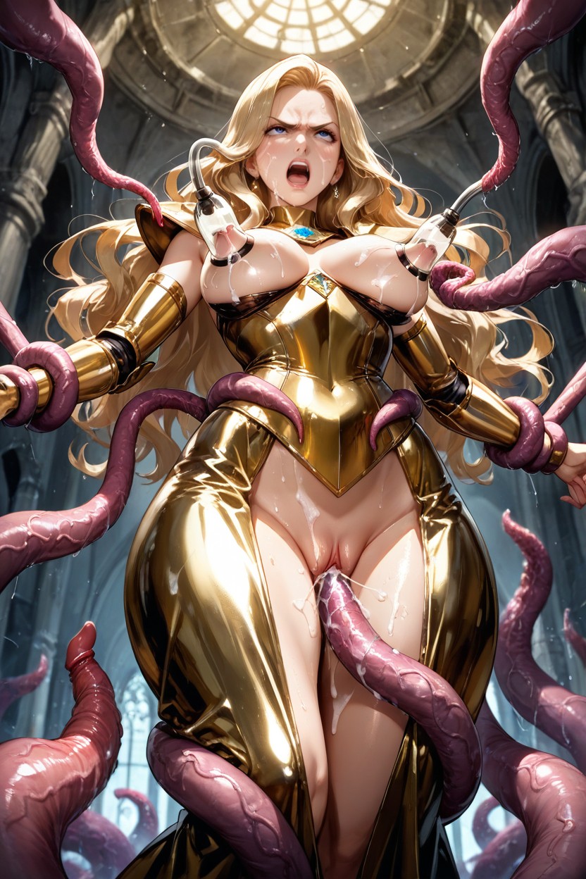 Golden Battle-suit, Erect Nipples, Fucked By Tentacles Hentai AI Porn
