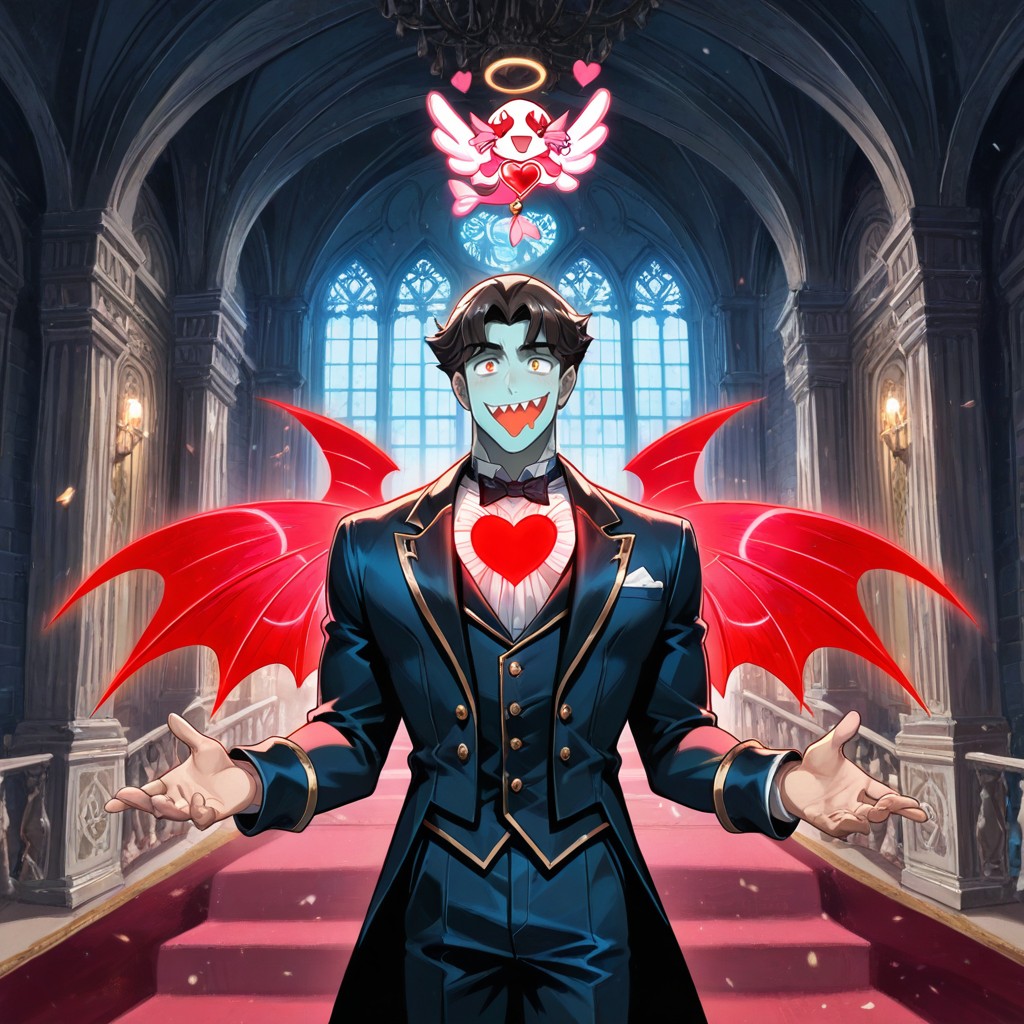 Inside Ancient Vampire Castle, Symbolical Cupid Arrow Piercing His Heart, Duo AI Gay Porn