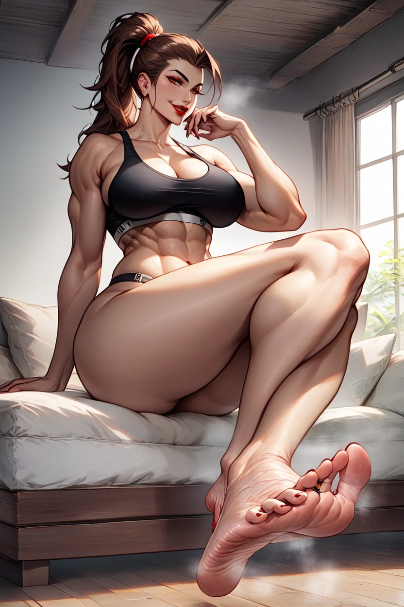 Very Thick Calves, Ponytail, Tall Sides Of Feet AI Porn