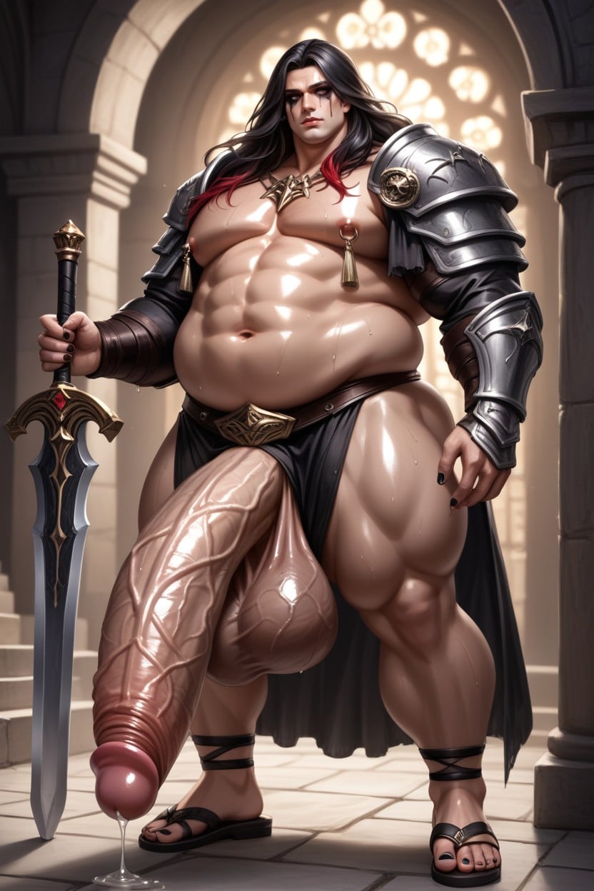 Dark Eyeshadow, Extremely Large Ass, Sweaty AI Gay Porn