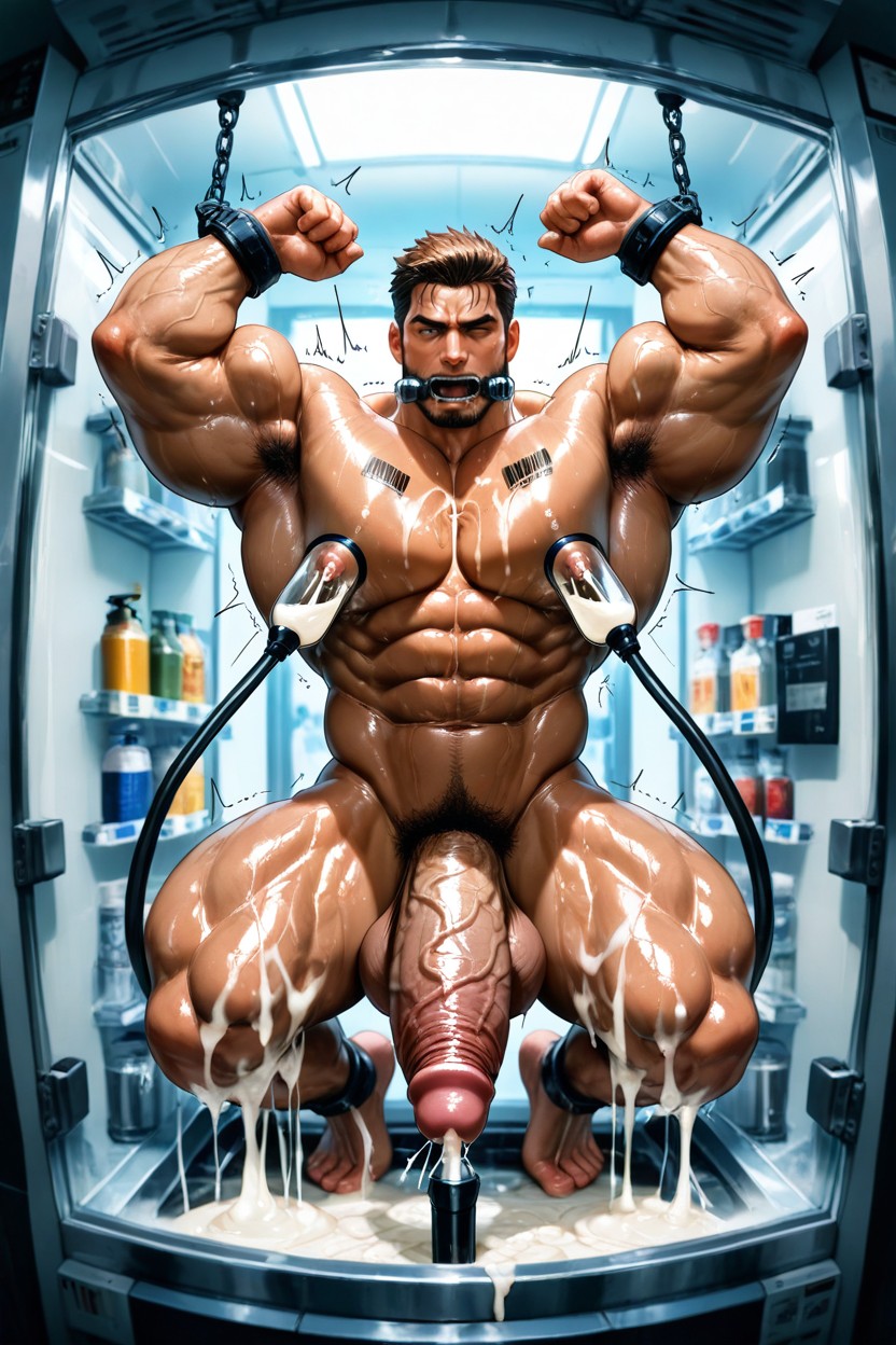 Sweaty, Thick Penis, Oversized Muscles AI Gay Porn