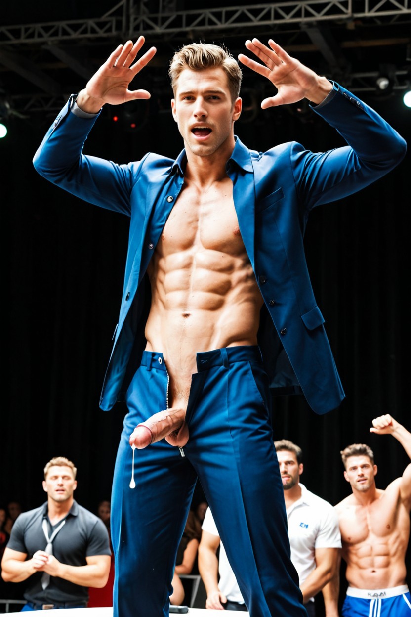 18+, Gray Tie, Cumshot AI Gay Porn