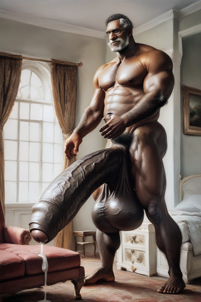 Handsome Bearded Masculine Face, Penis Longer And Thicker Than Body, 50+ AI Gay Porn