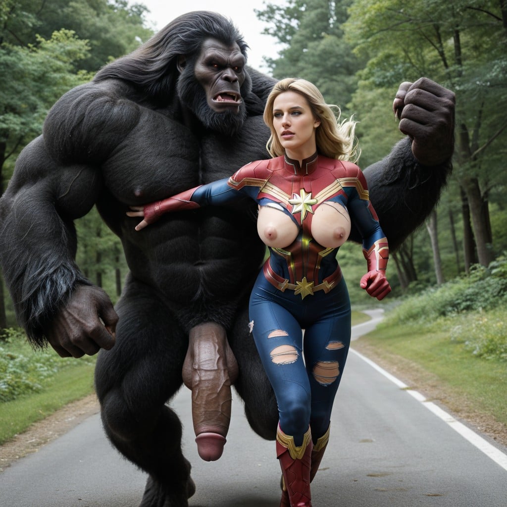 25+, Highly Realistic, Captain Marvel Running Away From Beast KI Porno