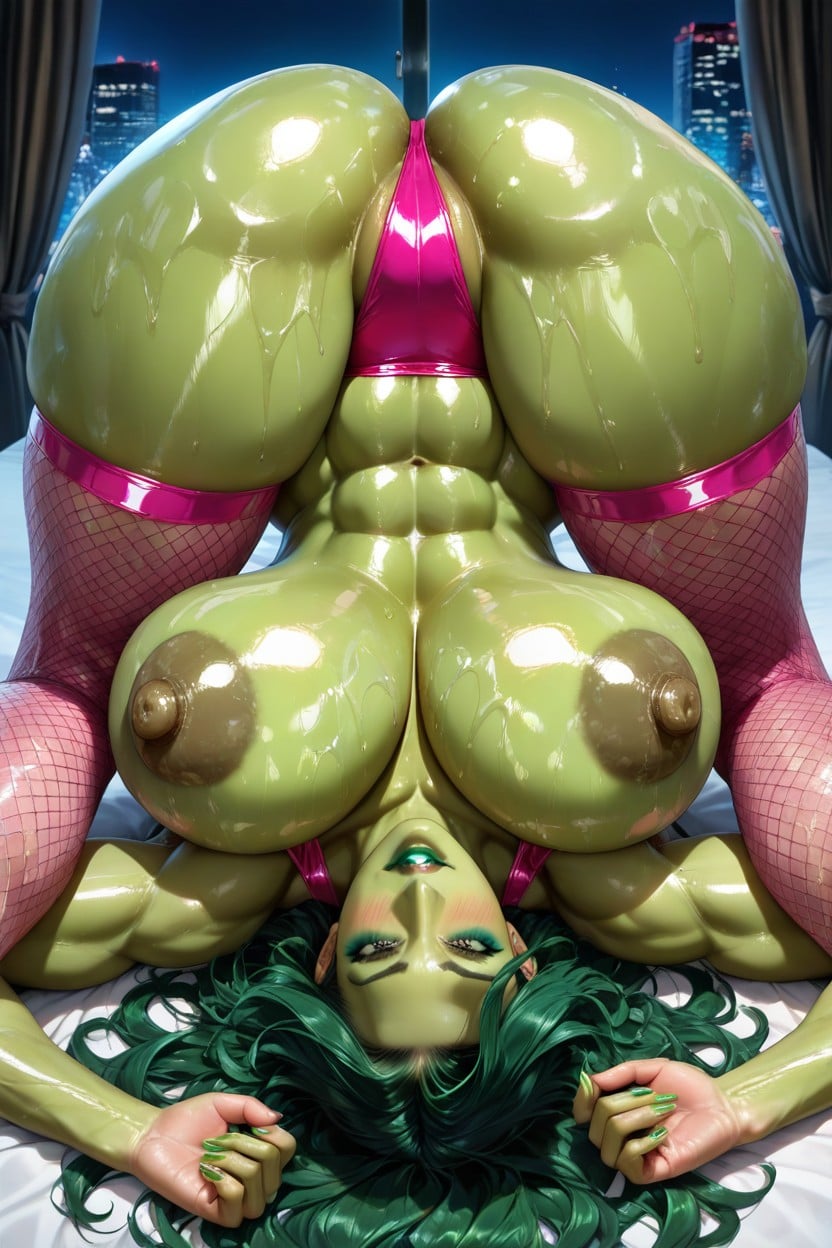 Large Round Butt And Breasts, Oiled Body, Anatomically Accurate Hentai AI Porn
