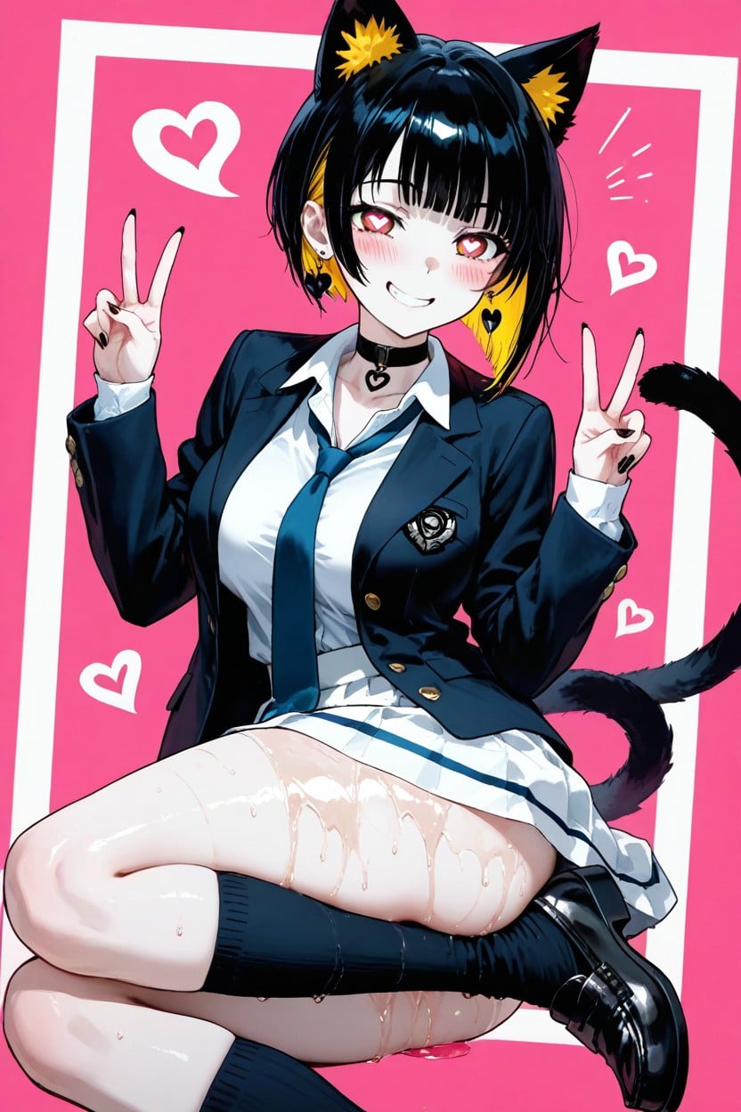 Black Tail, Soft Round Face, Looking At Viewer Hentai AI Porn