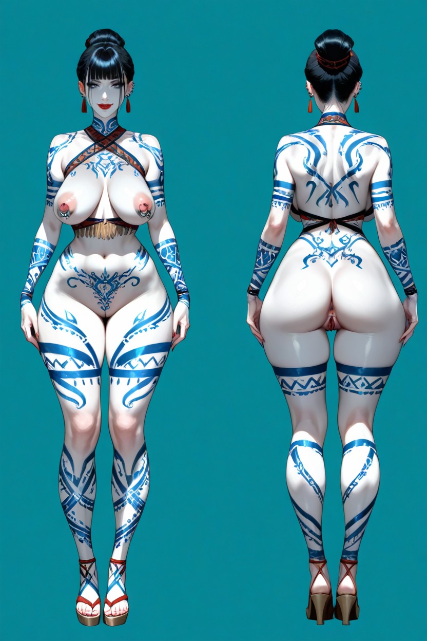 Bangs, Body Writing, Asian-style Eyes Hentai AI Porn