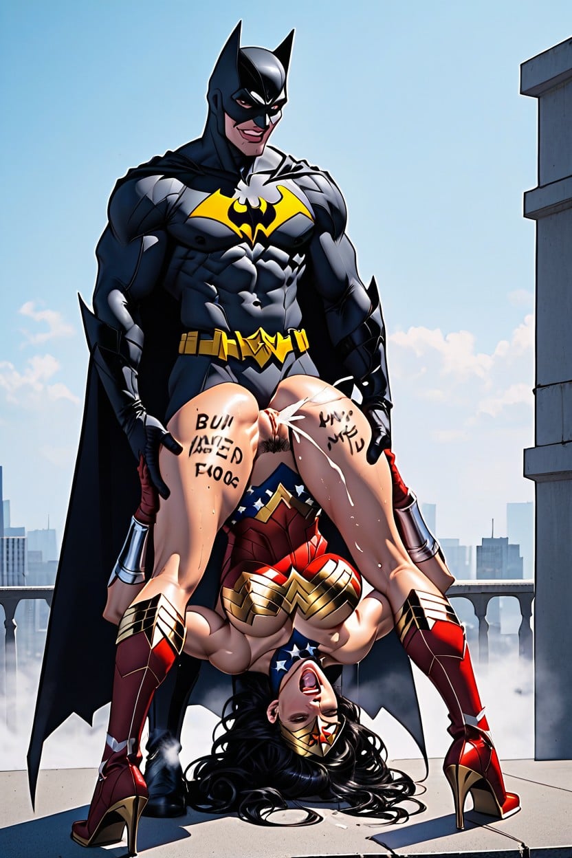 Squirting, Cunnilingus, Batman’s Mouth On Wonder Woman’s Wet Swollen Pussy Lips Hentai AI Porn