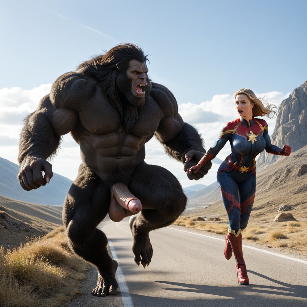 25+, The King Kong-like Giant Beast Is Chasing The Woman From Behind, Perfect Anatomy Porno IA