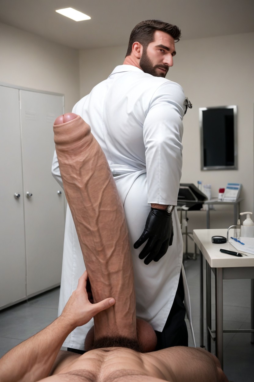 Medical Exam, Rear View, Huge Plump Balls AI Gay Porn