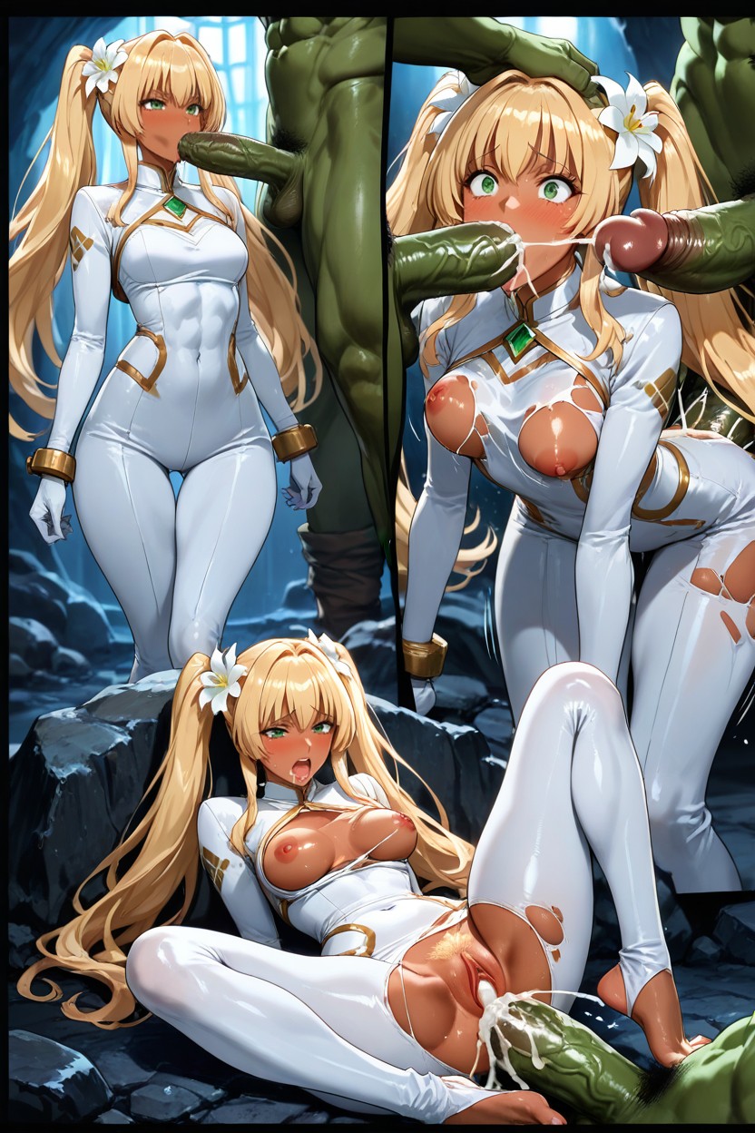 Hyper Tall Woman, Masterfully Dynamic Linework, Hair Flower Hentai AI Porn