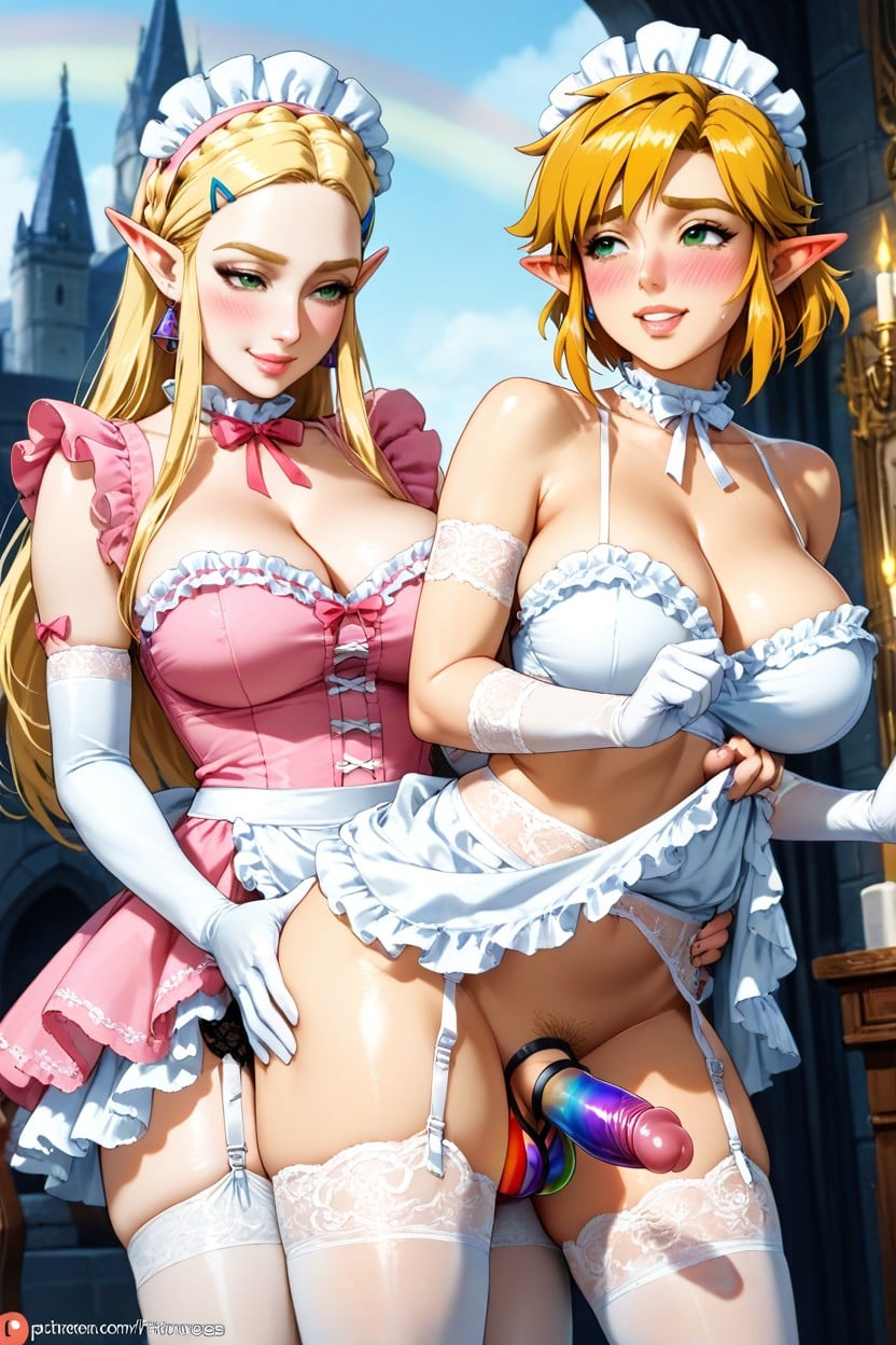Garter Belt, Super Detailed Eyes, Blonde Hentai AI Porn