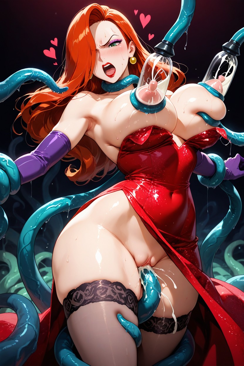 Large Breasts, Tentacles Around Body, Enojada Hentai IA