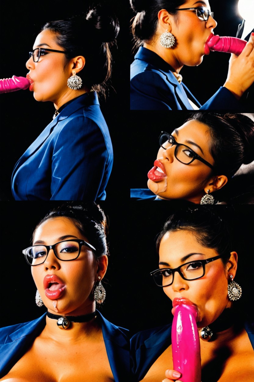 Spotlight On A Dark Background, Lewd Lips, Plump Large Lips BBW AI Porn