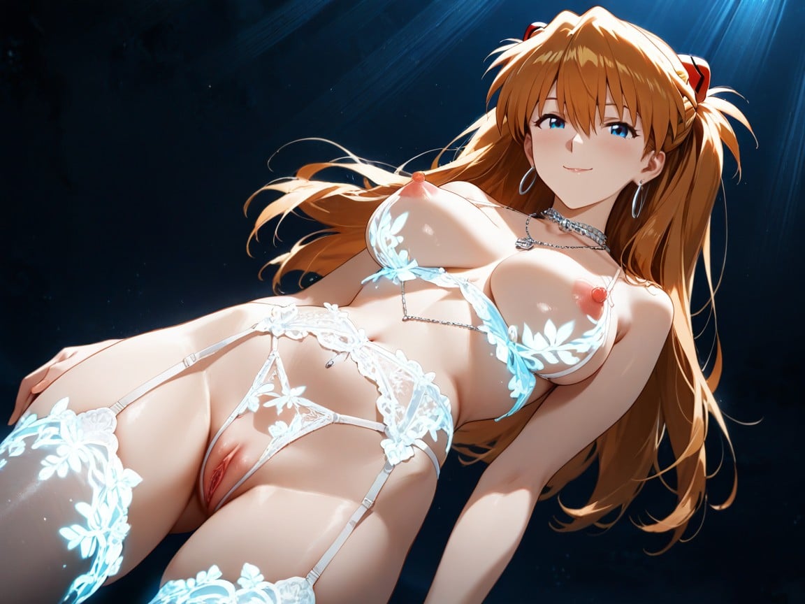 Hyper Detailed Moist Eyes, Silver Necklace, Cheeky Smile With Closed Lips Hentai AI Porn