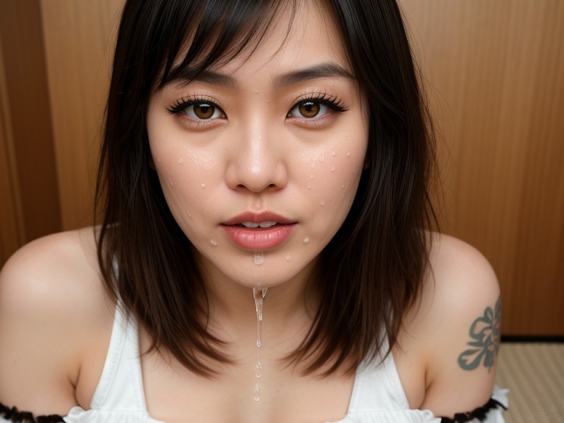 Wet Shiny Skin, Mouth Agape, Bangs AI Porn