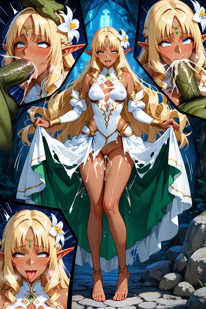 Skinny, Perfect Sexy Feet, Canonical White Fantasy Outfit Hentai AI Porn
