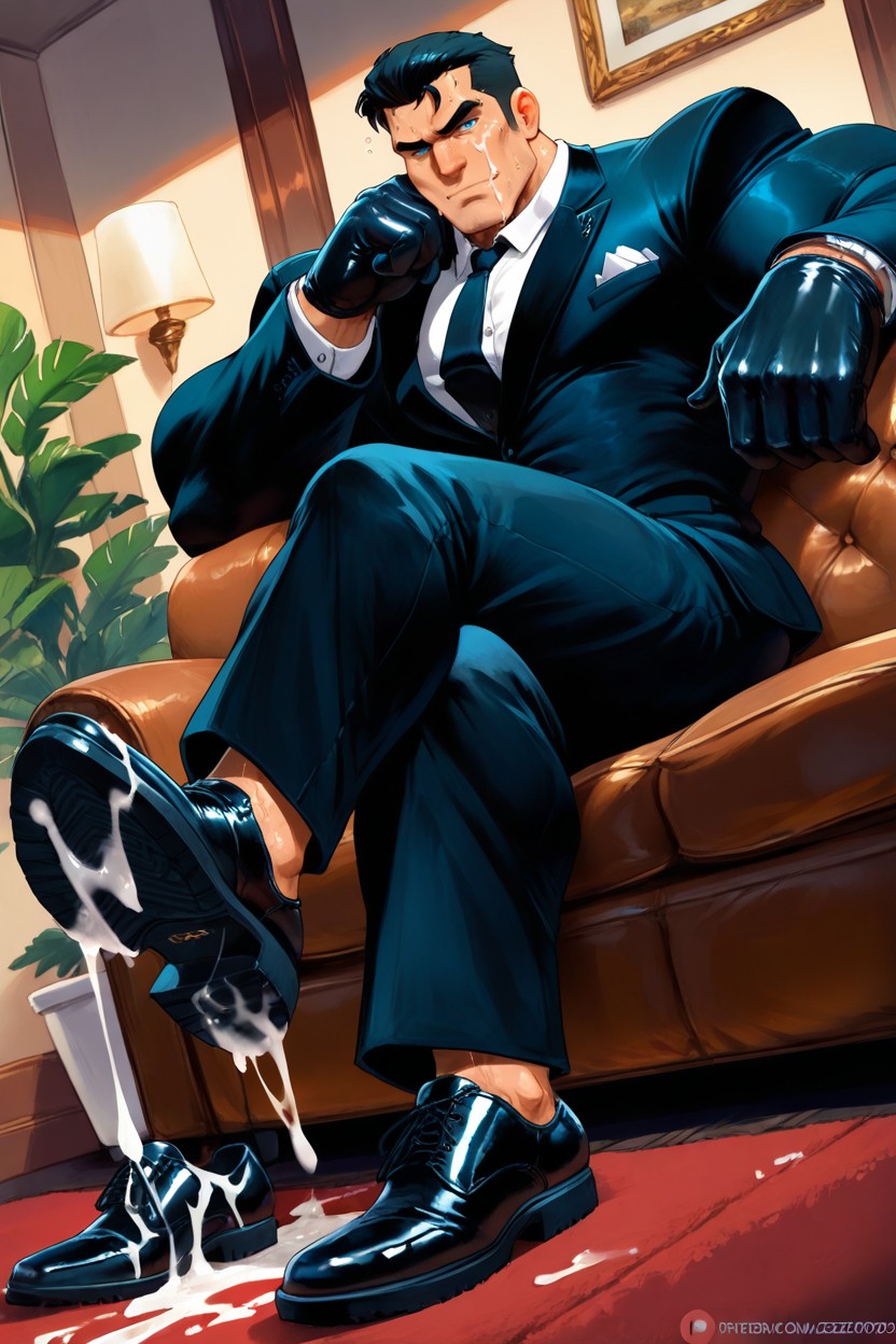 Perfect Black Suit, Thick Pecs, 18+ AI Gay Porn