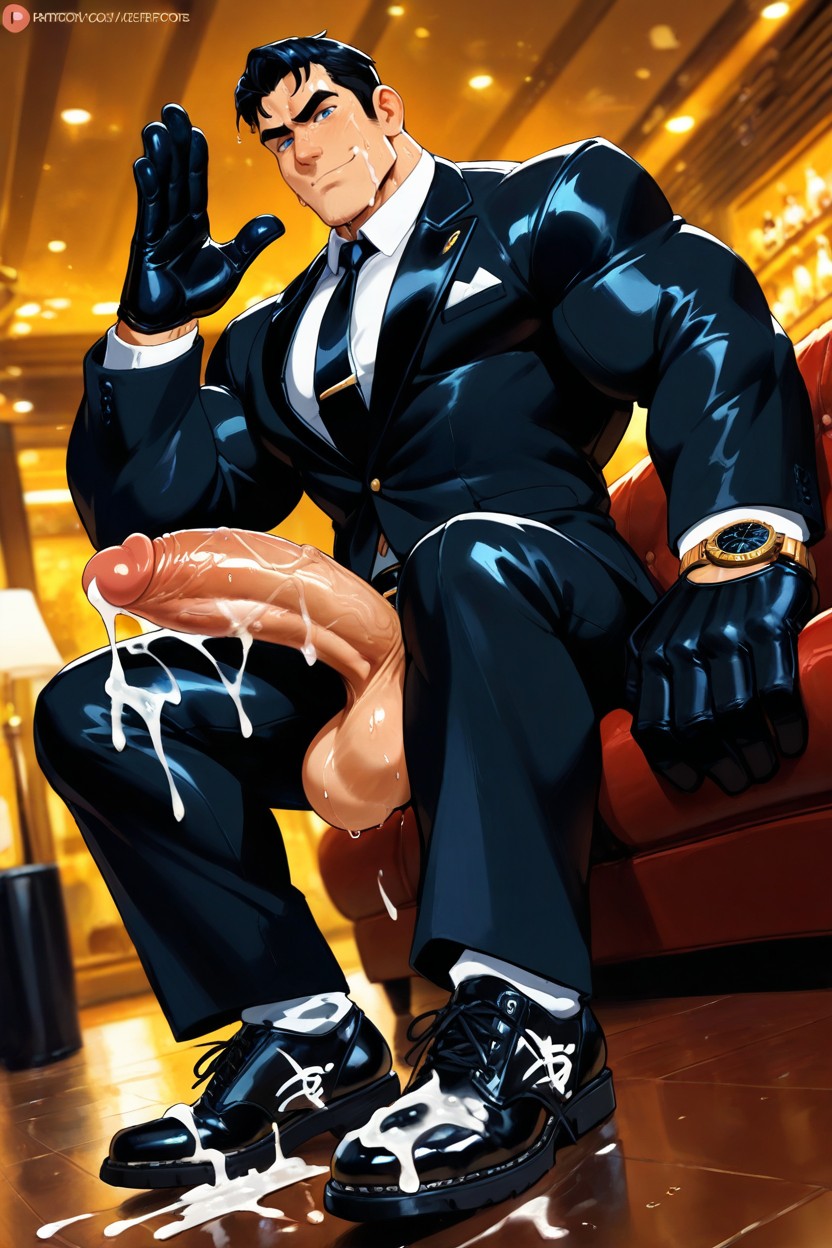 Black Leather Gloves, Cutesexyrobutts, Points At His Shoes AI Gay Porn