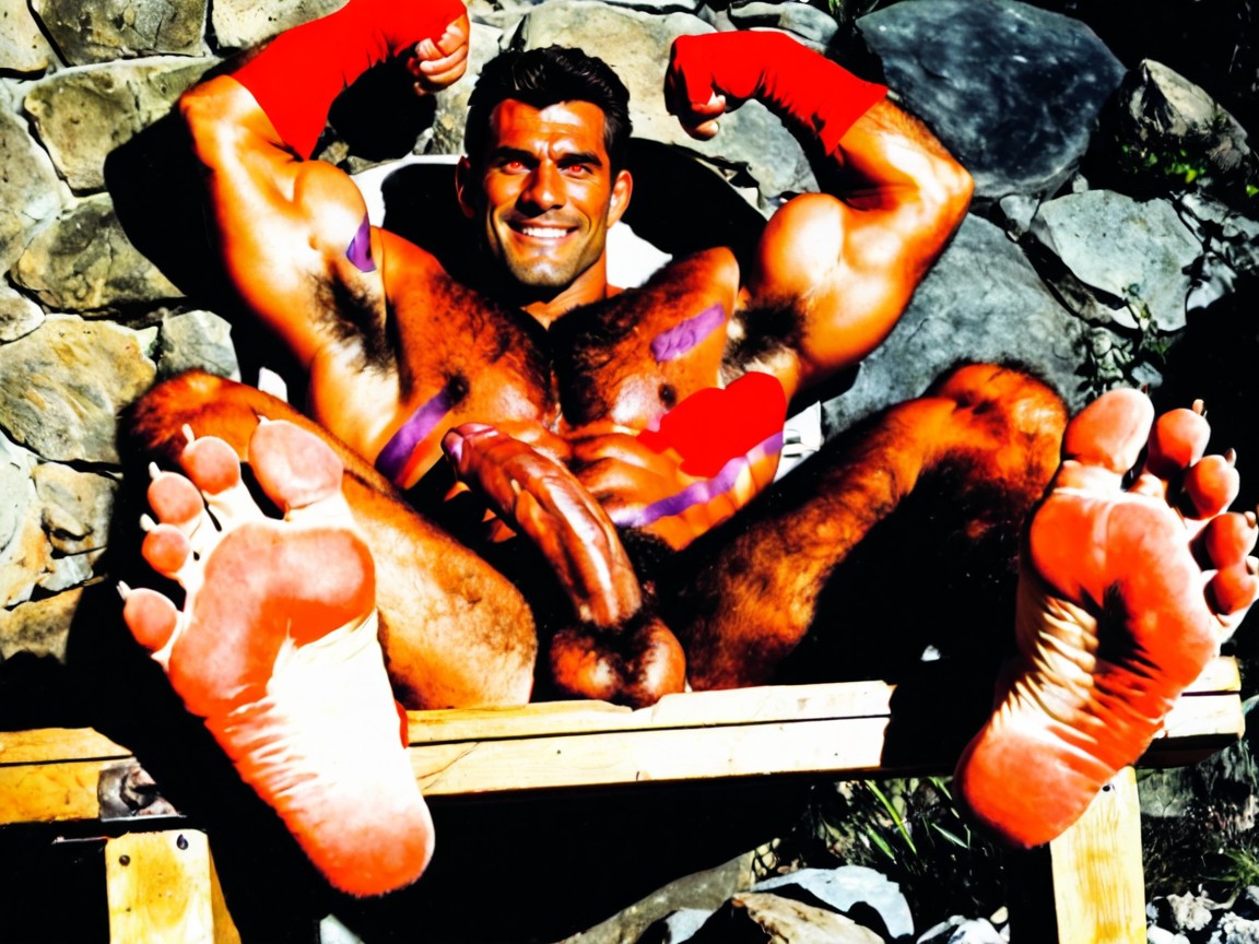 Sadistic Werewolf Is Showing Off His Soles, Massive, Manly Anthropomorphic Werewolf AI Gay Porn