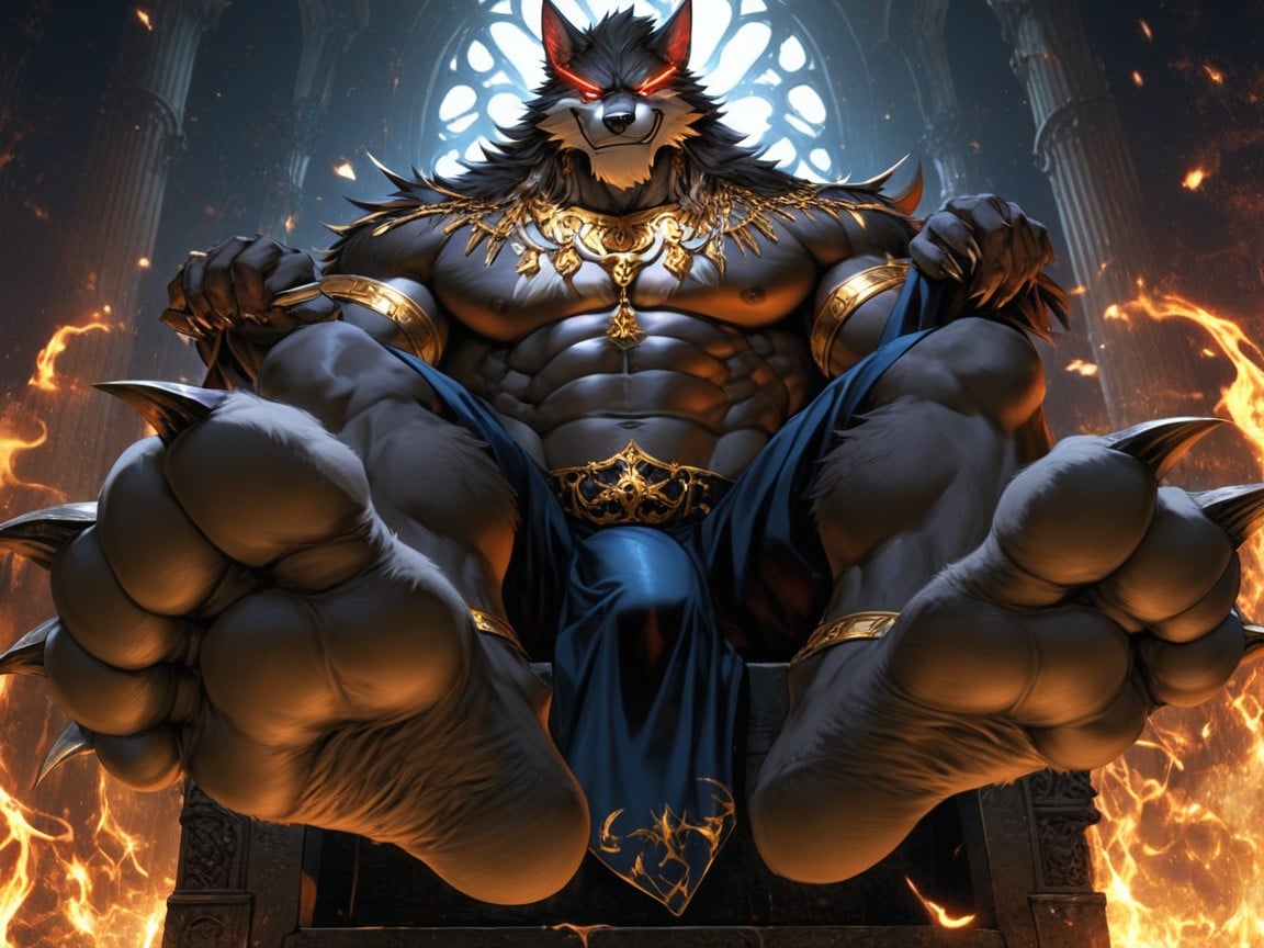 Arrogant & Smug, An Anthro Character, The Paw Soles Fill The Image AI Gay Porn