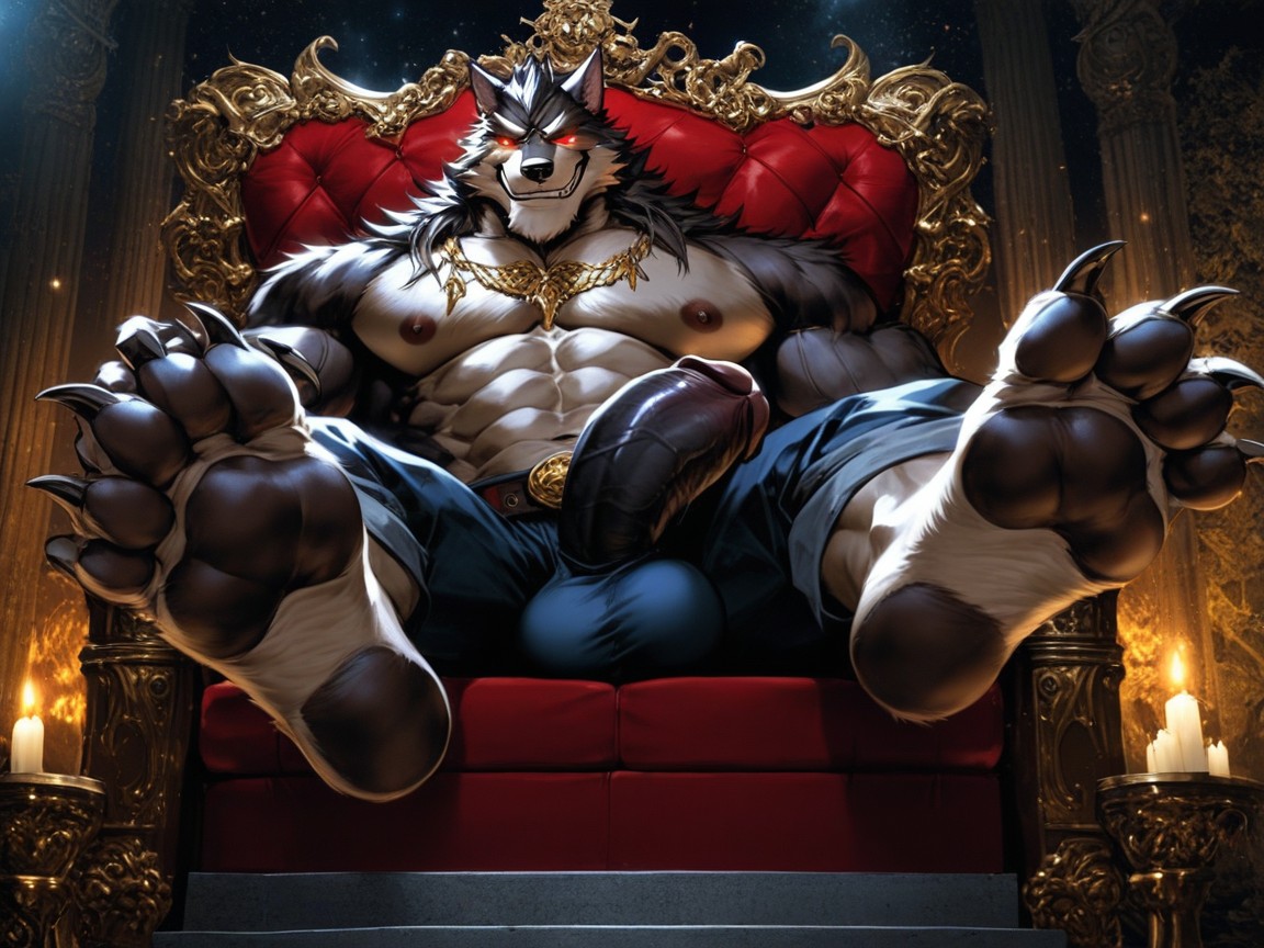 Dominant, His Paws Are Large And Manly, He Has A Smirk On His Face AI Gay Porn