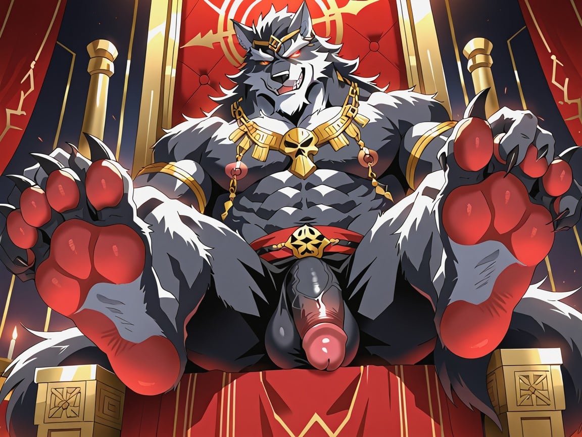 A Gold Crown On His Head, Furry Foot Paws, Majestic AI Gay Porn