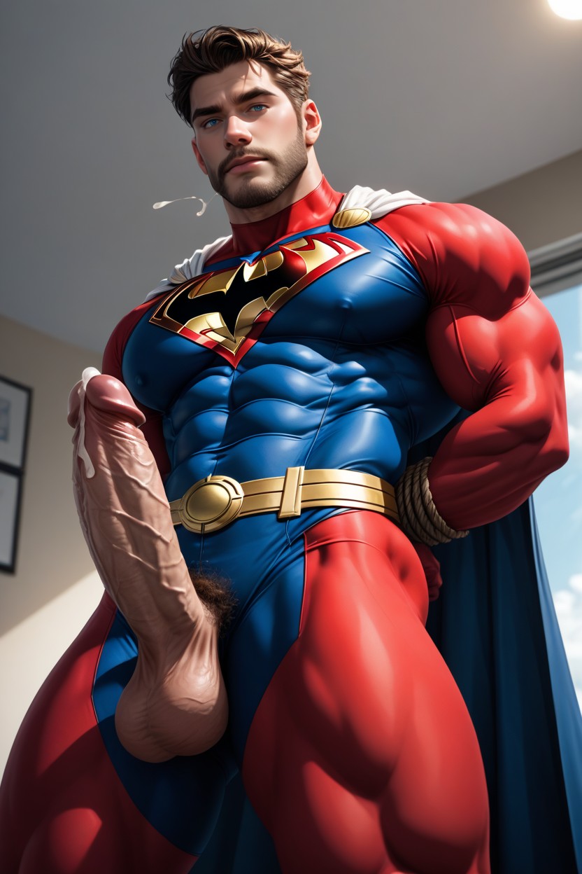 Superhero, Perspective From Below, Hard Penis Upwards AI Gay Porn