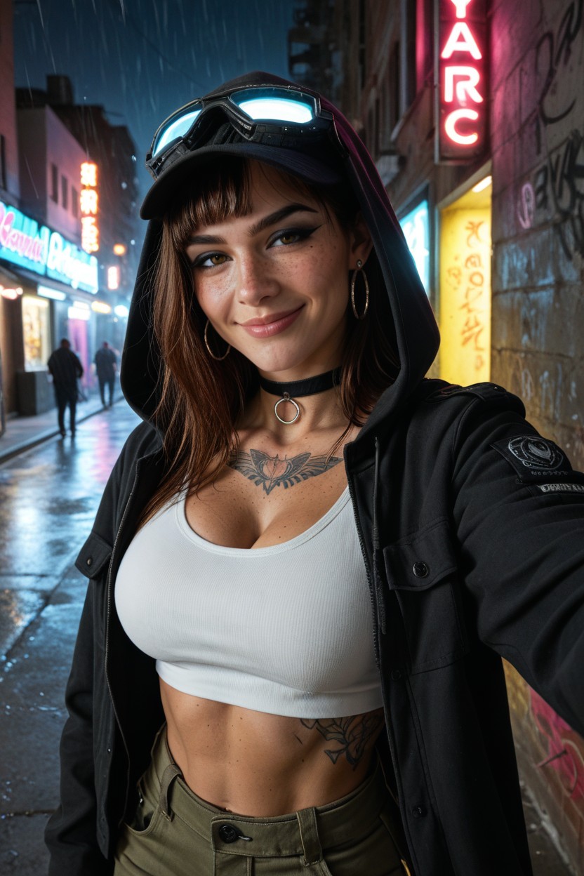 Selfie, Hood On Head, Worn Cargo Pants AI Porn