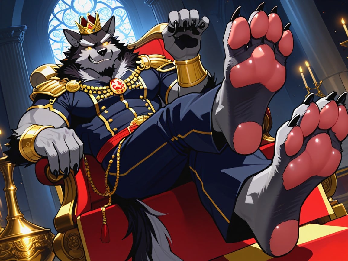 His Paws Are Large And Manly, He Is Sitting On A Throne, Sadistic AI Gay Porn