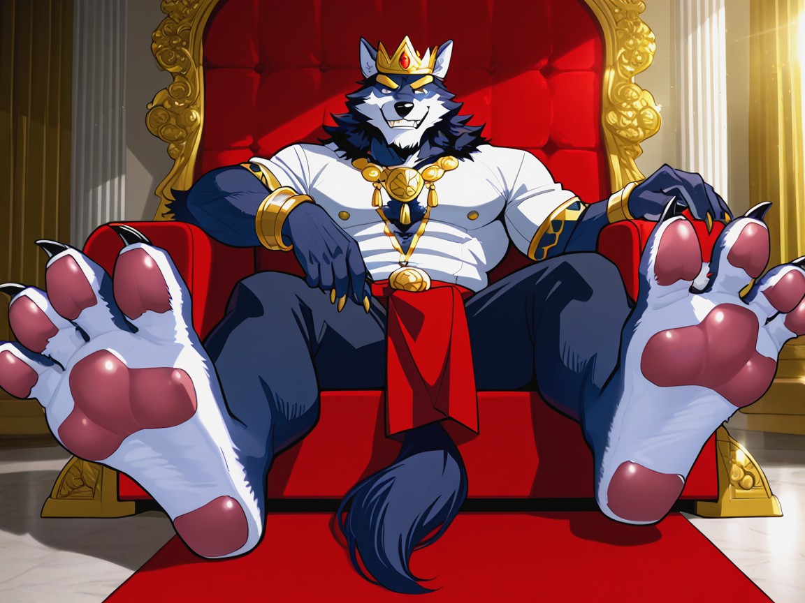 Paws For Feet, His Beautiful Massive Penis Stands Erect And Glorious, He Has A Smirk On His Face AI Gay Porn
