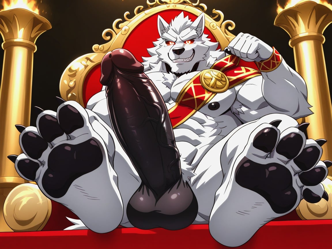 A Gold Crown On His Head, The Paw Soles Fill The Image, Arrogant & Smug AI Gay Porn