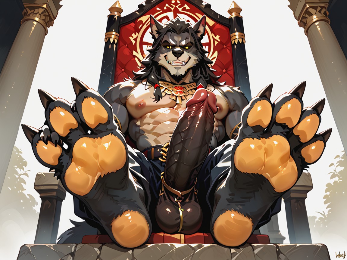 The Feet Paw Soles Are The Focus Of The Image, With Red, Sadistic AI Gay Porn