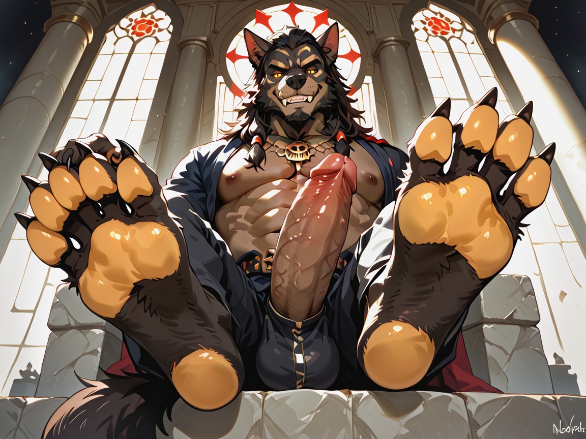 A Dominant, Werewolf, His Beautiful Massive Penis Stands Erect And Glorious AI Gay Porn