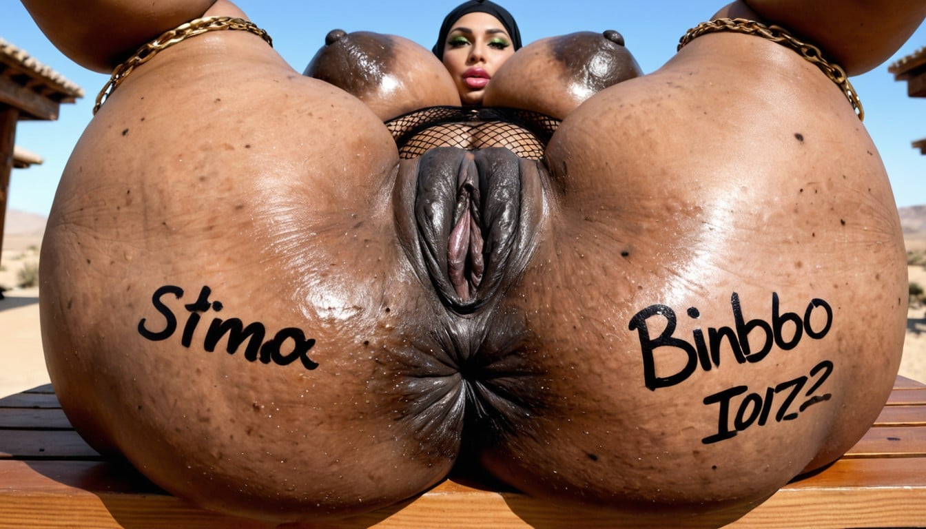 Hot Pink Lipstick, Gigantic Black Vulva, Body Writing AI Porn