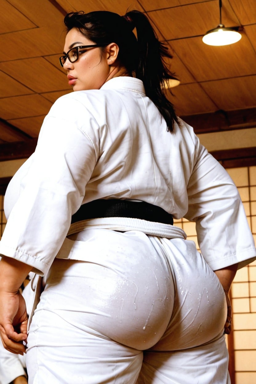 Chubby, Dressed In A White Judo Uniform, Plumper Porno BBW IA