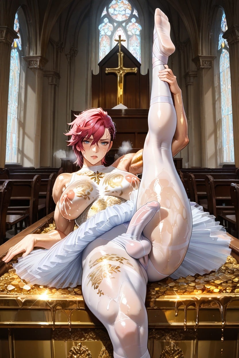 Oiled Skin, Laying, Looking At Viewer Hentai AI Porn