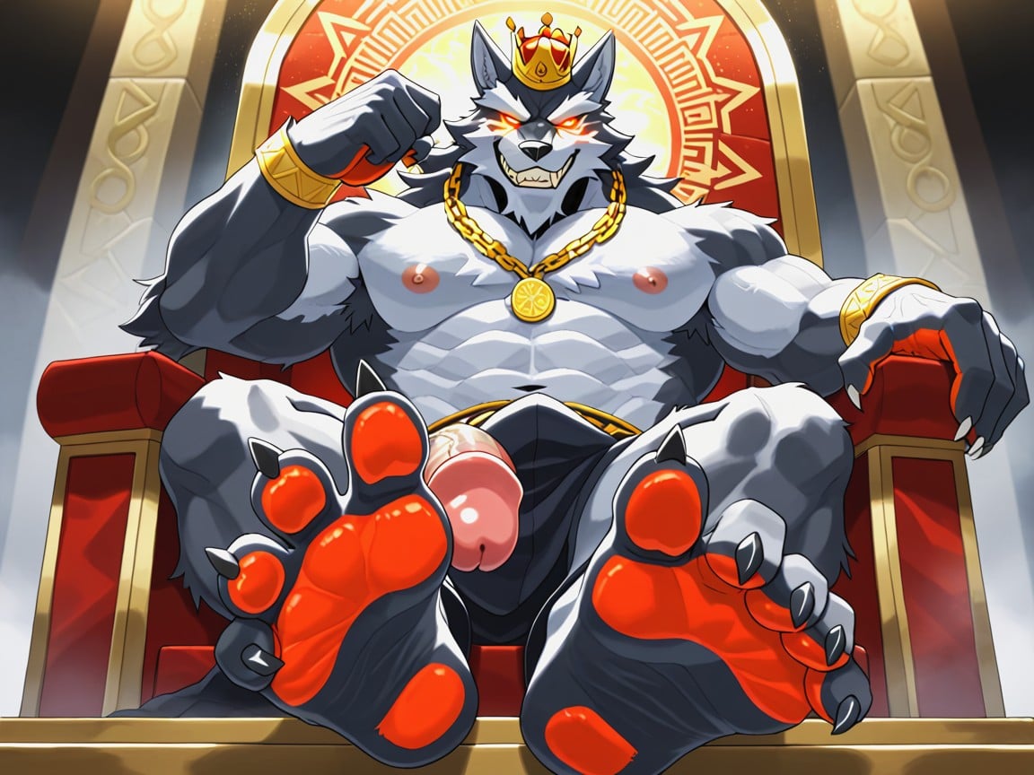 Smug Expression, Imperious And Demanding The Viewer Worship His Paws, Bottom Up AI Gay Porn