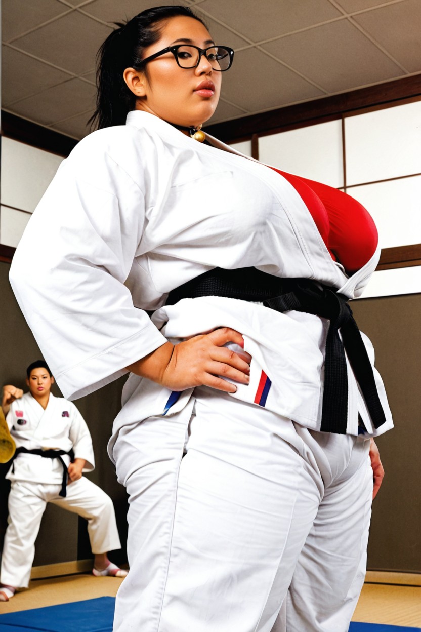 Female Judoka, Black Obi, Obese BBW AI Porn