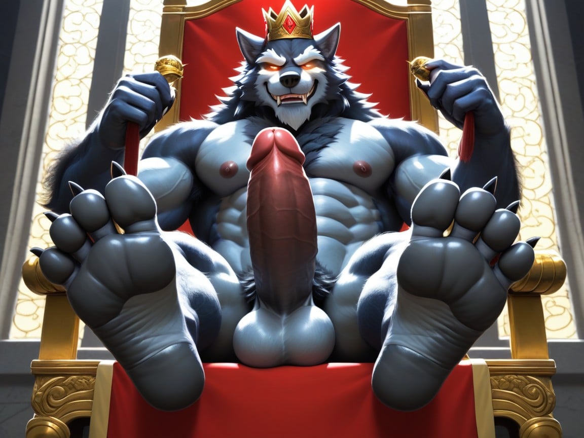 Sadistic Werewolf Is Showing Off His Soles, Paw Soles, The Feet Paw Soles Are The Focus Of The Image AI Gay Porn