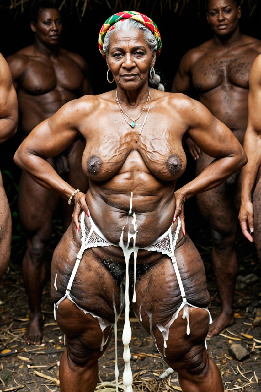 Cellulite Thighs, African Village, Tribal Outfit AI Porn