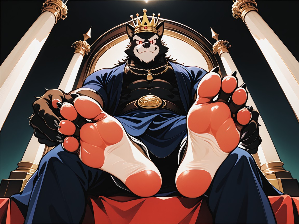 Manly Anthropomorphic Werewolf, Majestic, He Has A Smirk On His Face AI Gay Porn