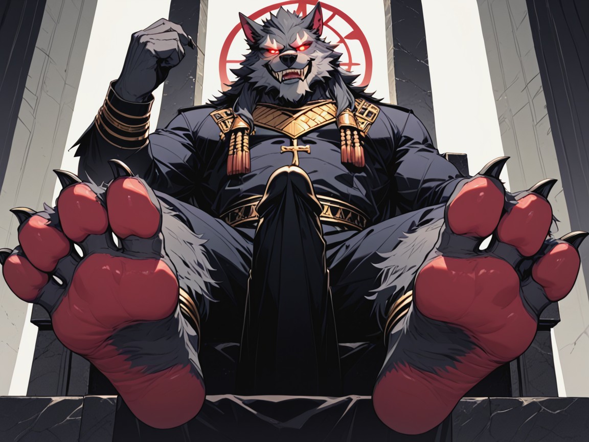 Imperious And Demanding The Viewer Worship His Paws, Majestic, Manly Anthropomorphic Werewolf AI Gay Porn