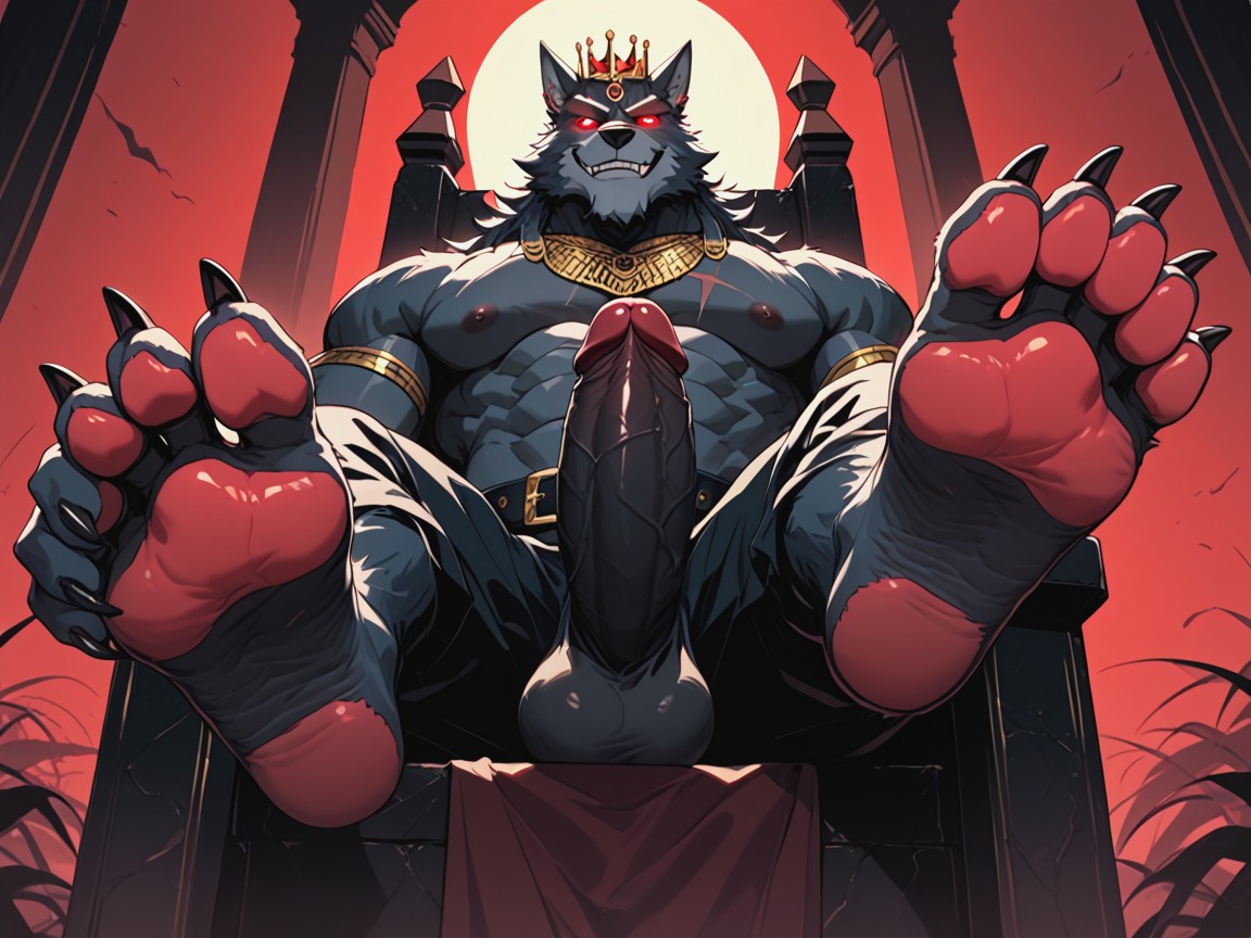 Bottom Up, Imperious And Demanding The Viewer Worship His Paws, Smug Expression AI Gay Porn
