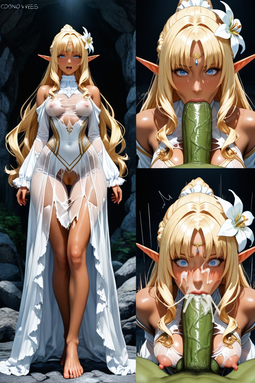 Dark Skin Elf, Thigh Gap, Hyper Tall Woman Porno IA Hentai